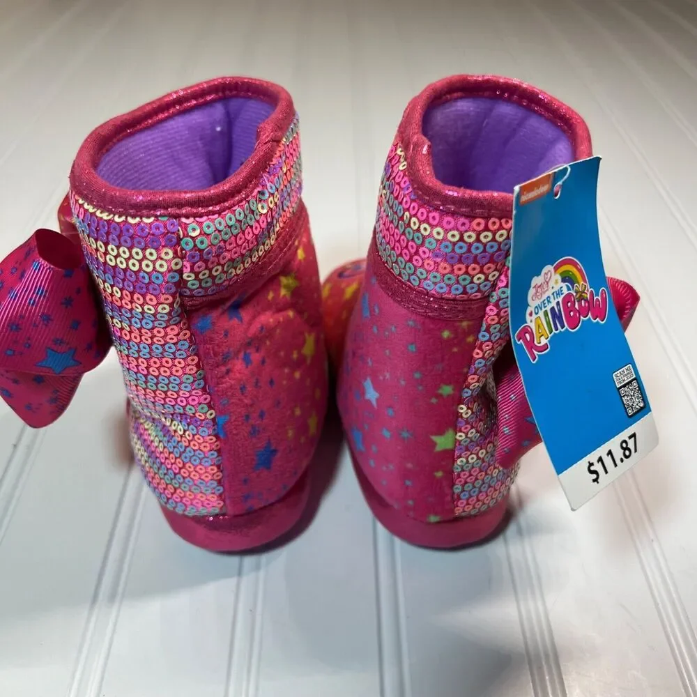JoJo Siwa Girls Bootie Slippers Size 7/8 Plush Pink High Top NWT